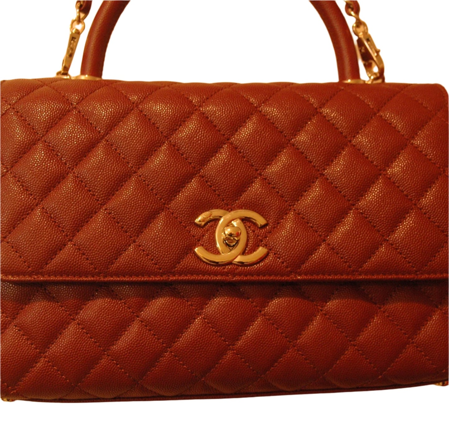 Chanel Burgundy Red Calfskin Gold Large Coco Top Handle Bag