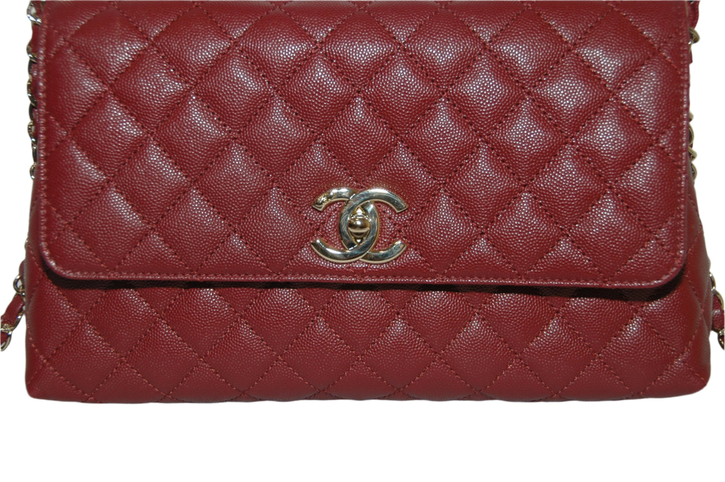 Chanel Burgundy Red Calfskin Gold Large Coco Top Handle Bag