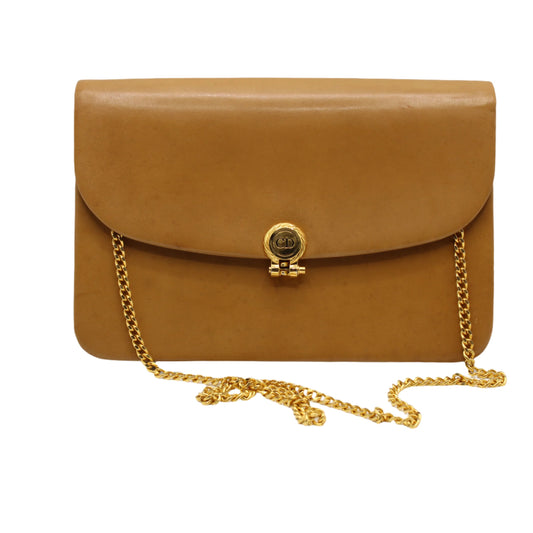 Dior Camel Brown Leather Chain Crossbody Bag