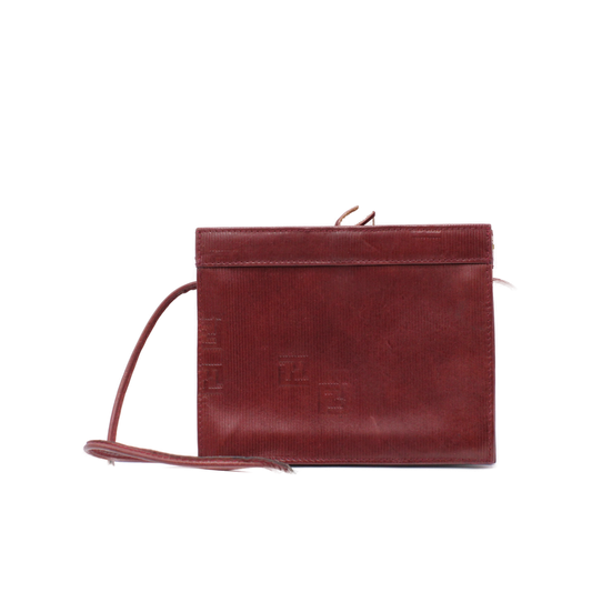 Fendi Frame Crossbody Burgundy FF Leather Bag Vintage