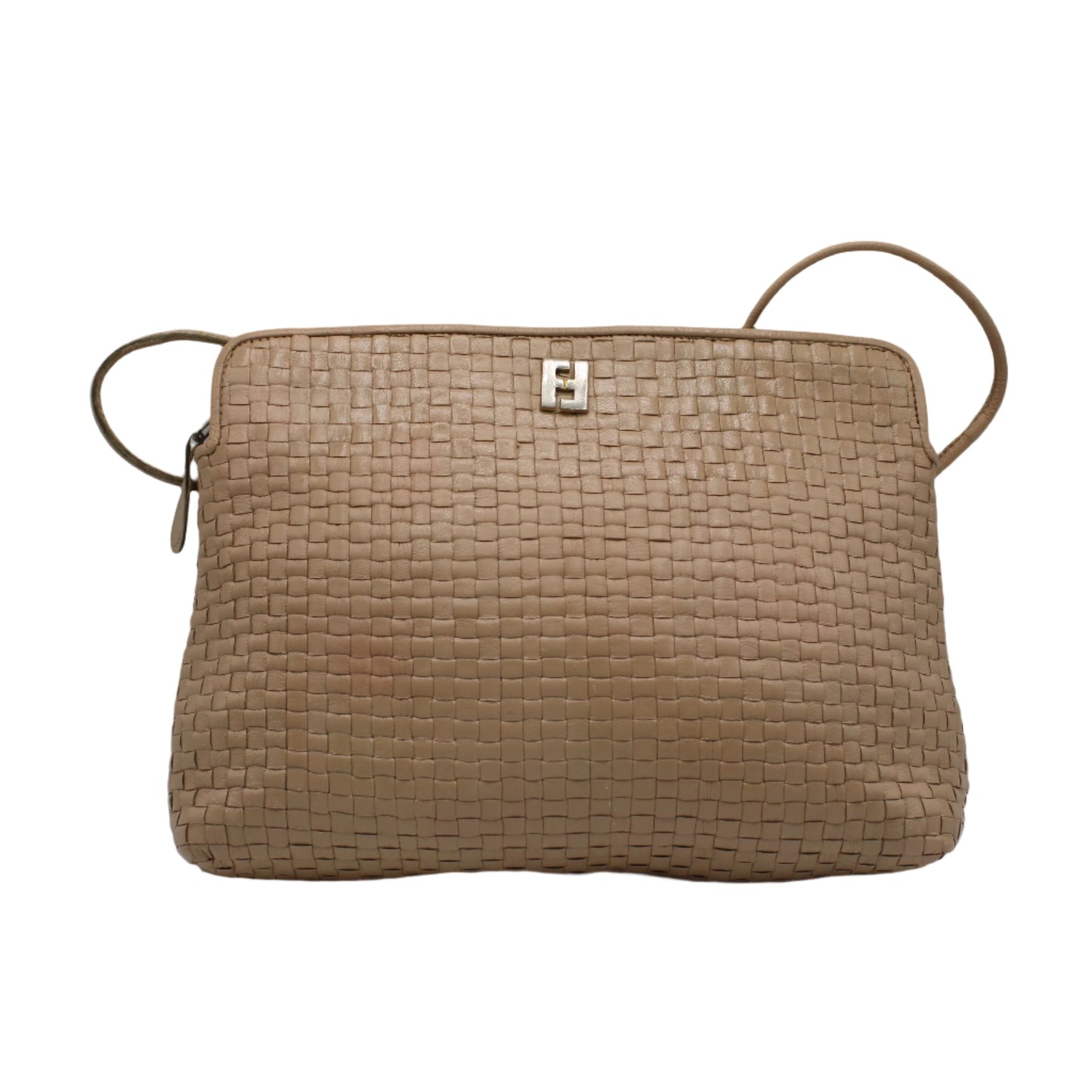 Fendi Beige Woven FF Leather Crossbody 1974 Bag