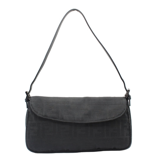 Fendi Black Zucca Canvas Shoulder Bag