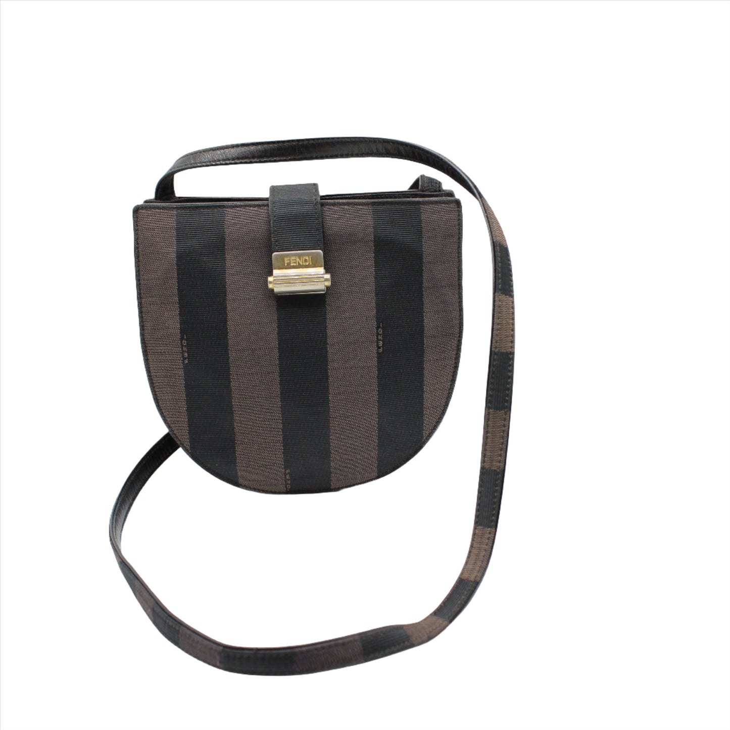 Fendi Brown Striped Pequin Crossbody Bag