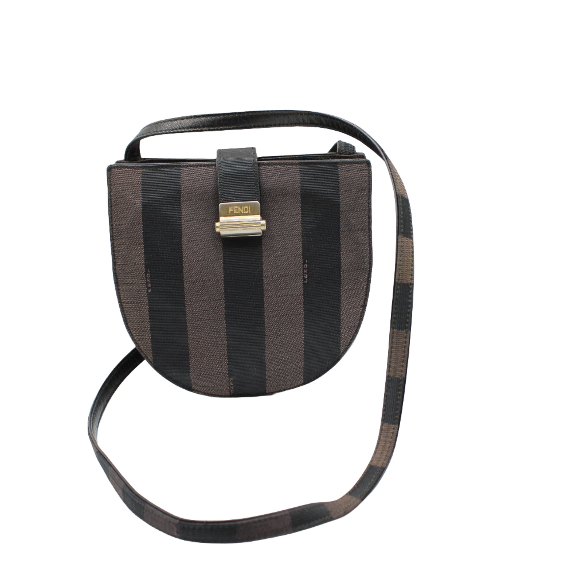 Fendi Brown Striped Pequin Crossbody Bag