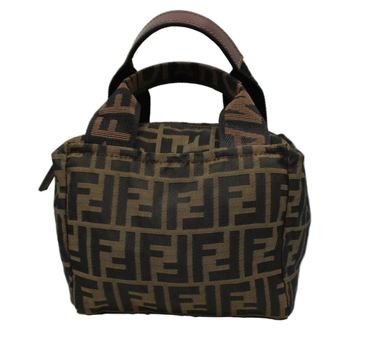 Fendi Brown Zucca Canvas Leather Mini Tote Bag