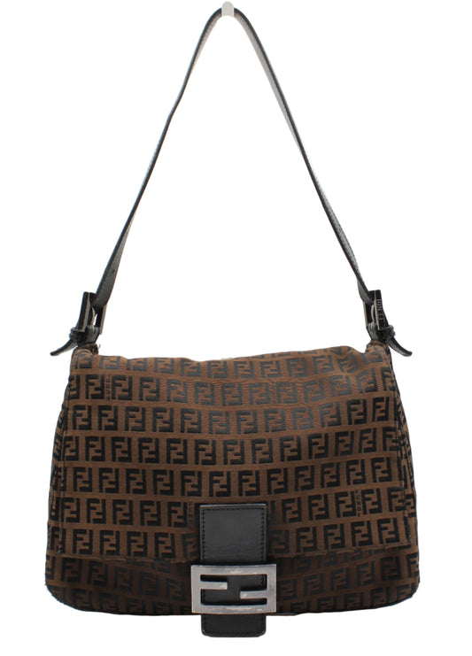 Fendi Brown Zucca Canvas Mama Baguette Shoulder Bag