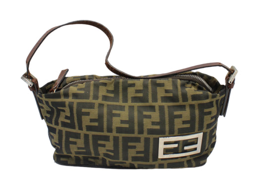 Fendi Brown Zucca Canvas Mini Baguette Shoulder Bag