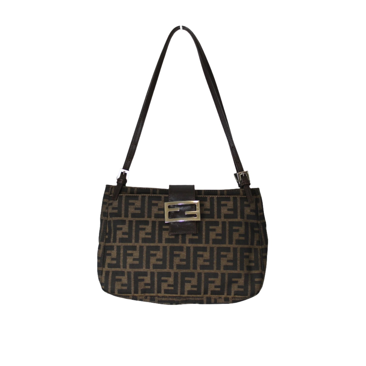 Fendi Brown Zucca FF Canvas Mamma Baguette Bag full view