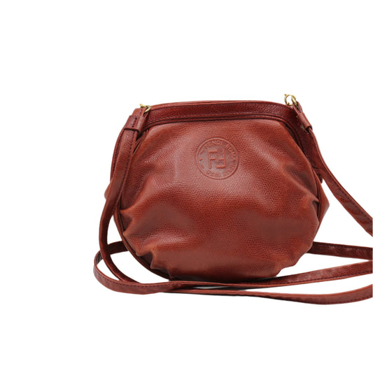 Fendi Burgundy Leather Crossbody Bag with Removable Strap