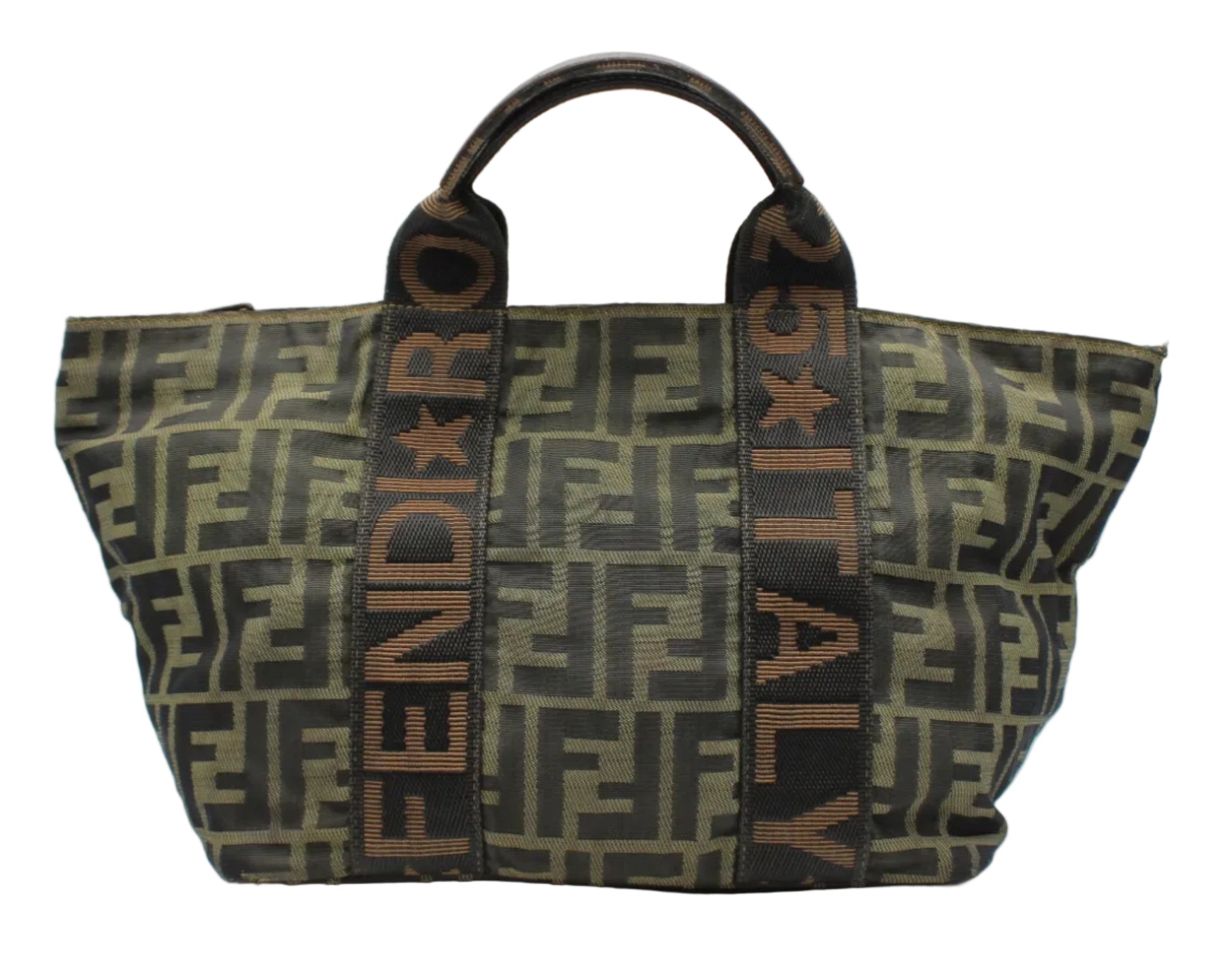 Fendi Roma Brown Zucca Canvas Trapeze Hand Bag