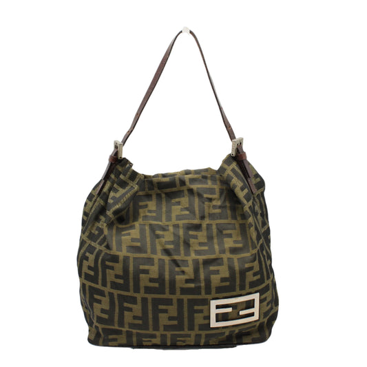 Fendi Zucca Brown Canvas and Leather Shoulder Bag