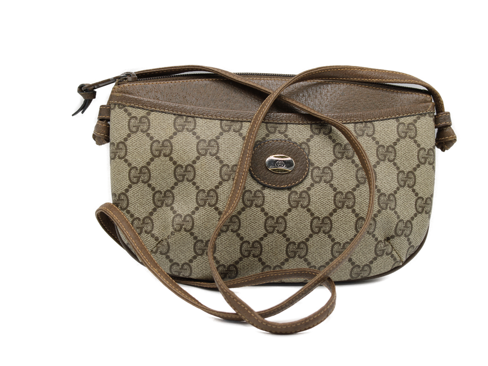 GUCCI GG Plus Brown Canvas Crossbody Bag Vintage