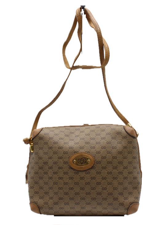 Gucci Bag Micro Bree GG Canvas Crossbody Gold Accents Vintage Front view