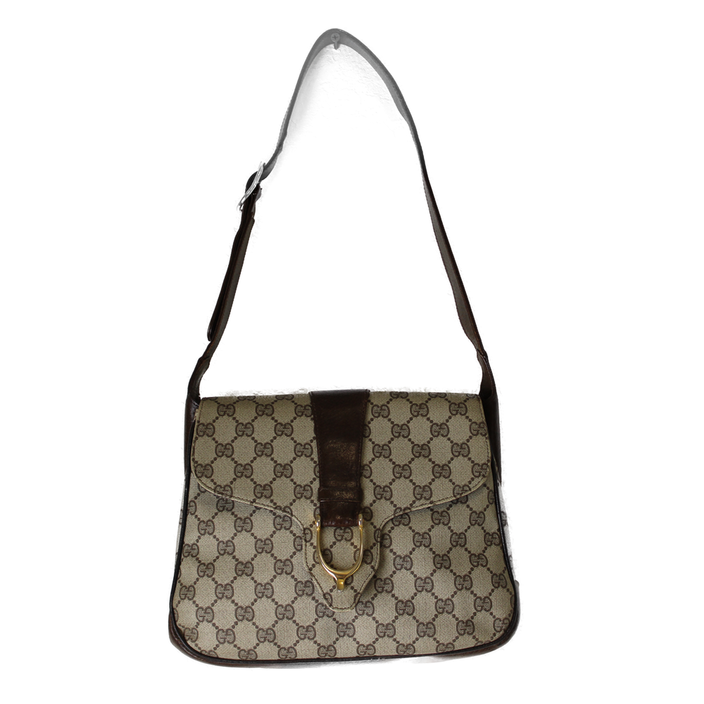 Gucci GG Brown Supreme Canvas Flap Shoulder Bag  full view