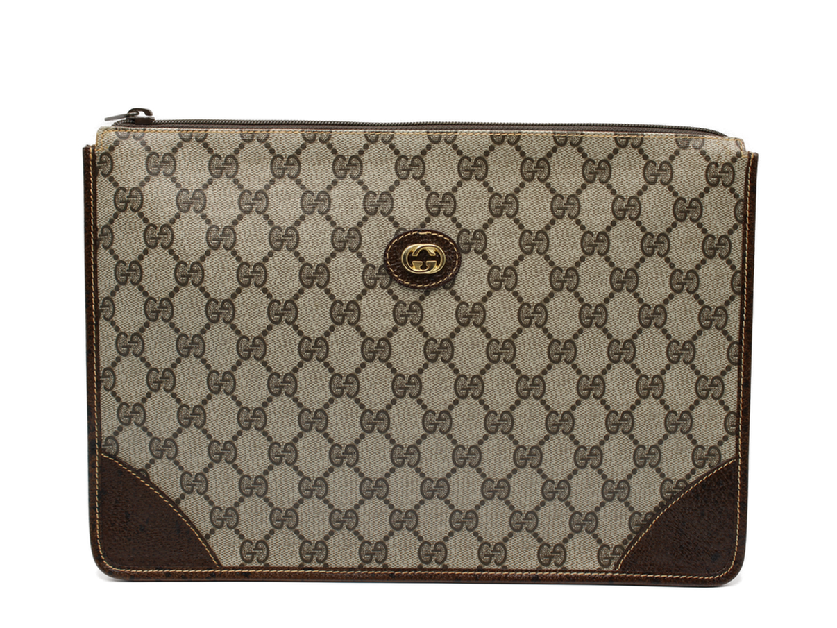 Gucci Ophidia Brown Canvas Clutch Bag