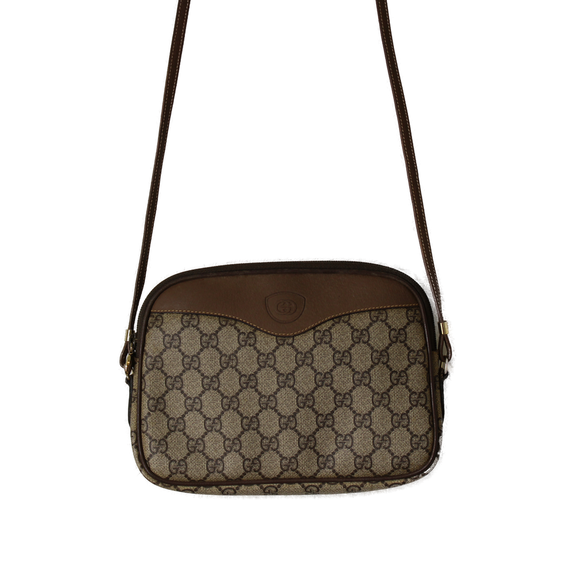 Gucci Ophidia GG Canvas Leather Trim Crossbody Bag  ful view