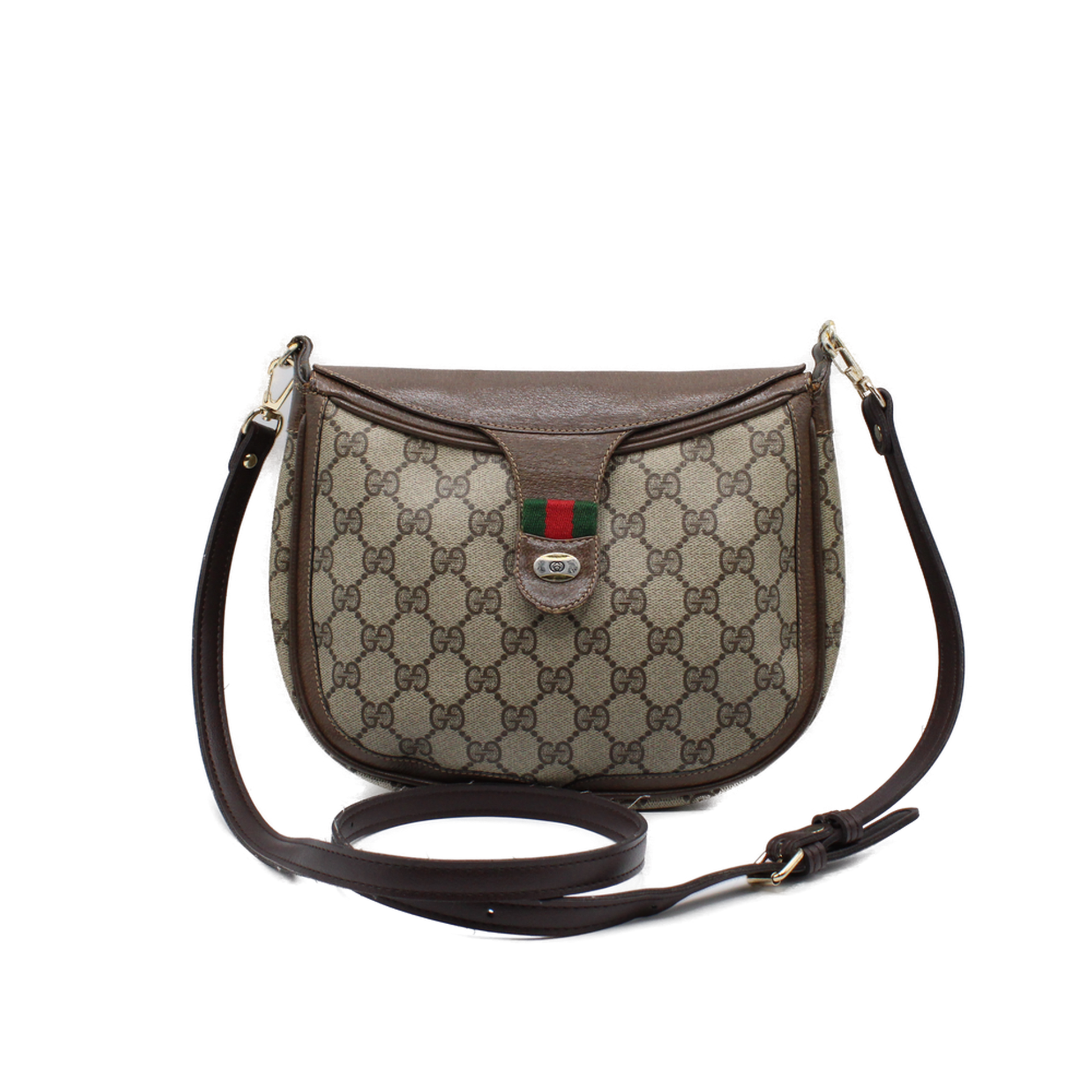 Gucci Supreme Ophidia Crossbody Flap Over Brown Bag 