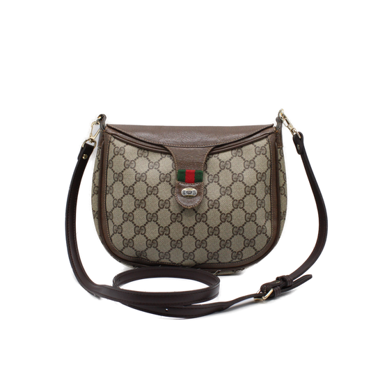 Gucci Supreme Ophidia Crossbody Flap Over Brown Bag 