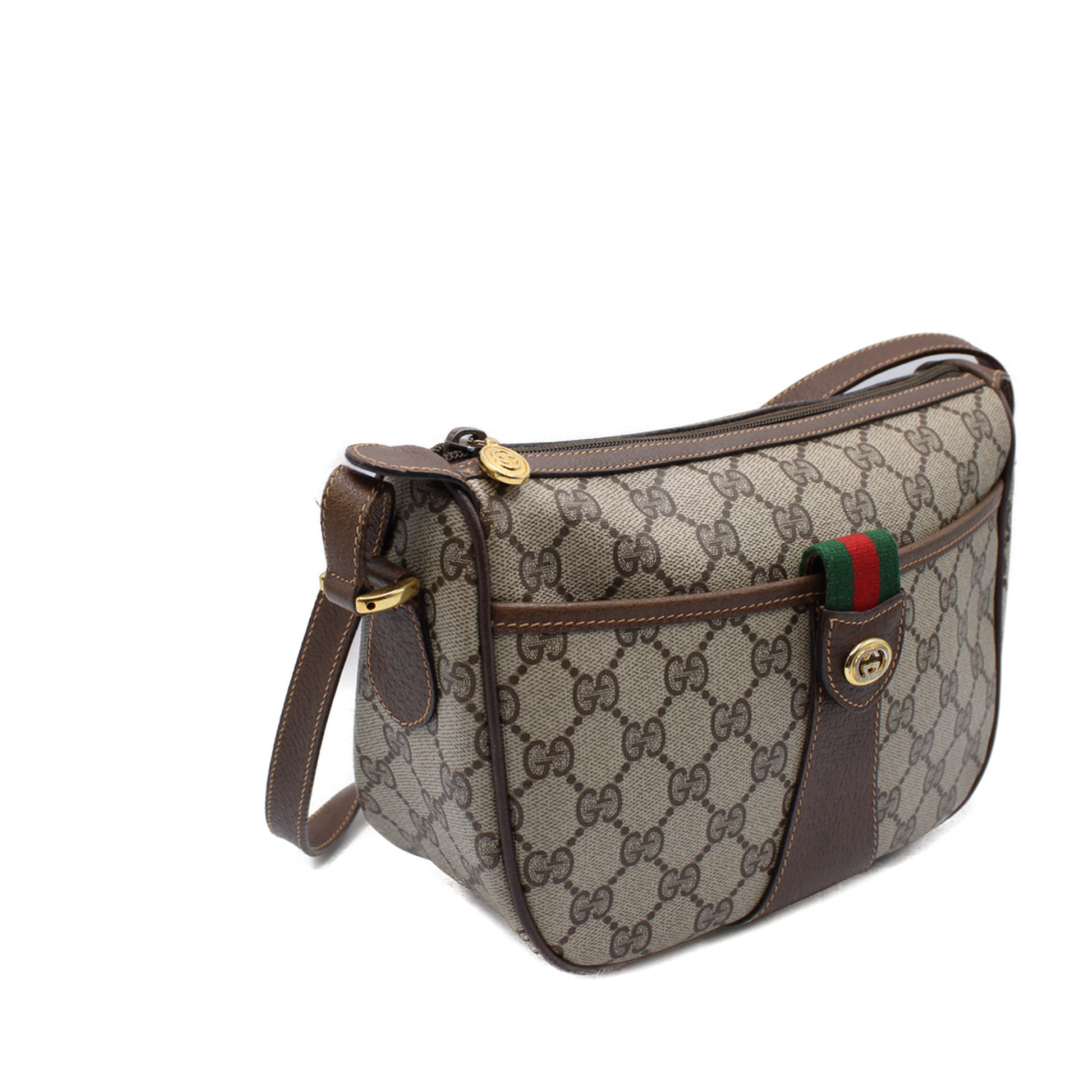 Gucci Supreme Ophidia GG Canvas Brown Leather Trim Crossbody Bag side