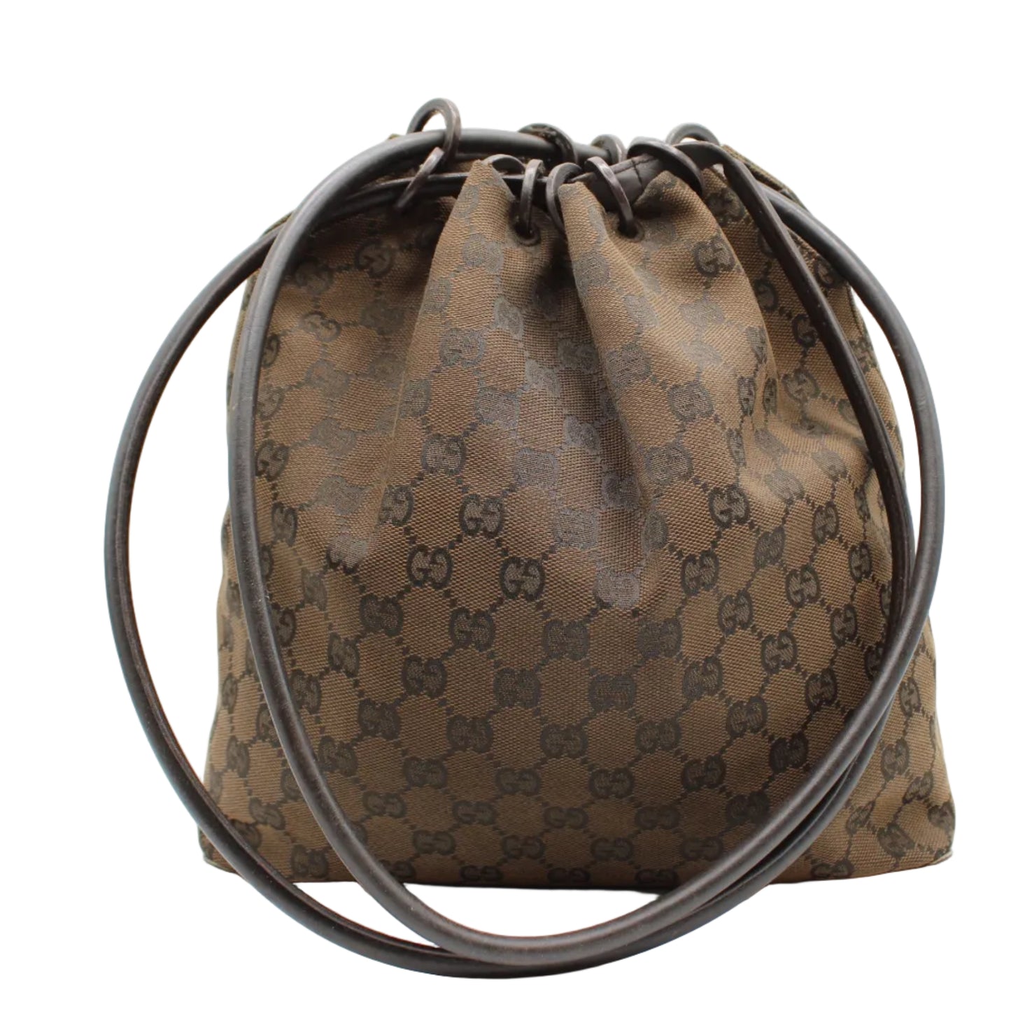 Gucci Brown Canvas Monogram Leather Hobo Bag