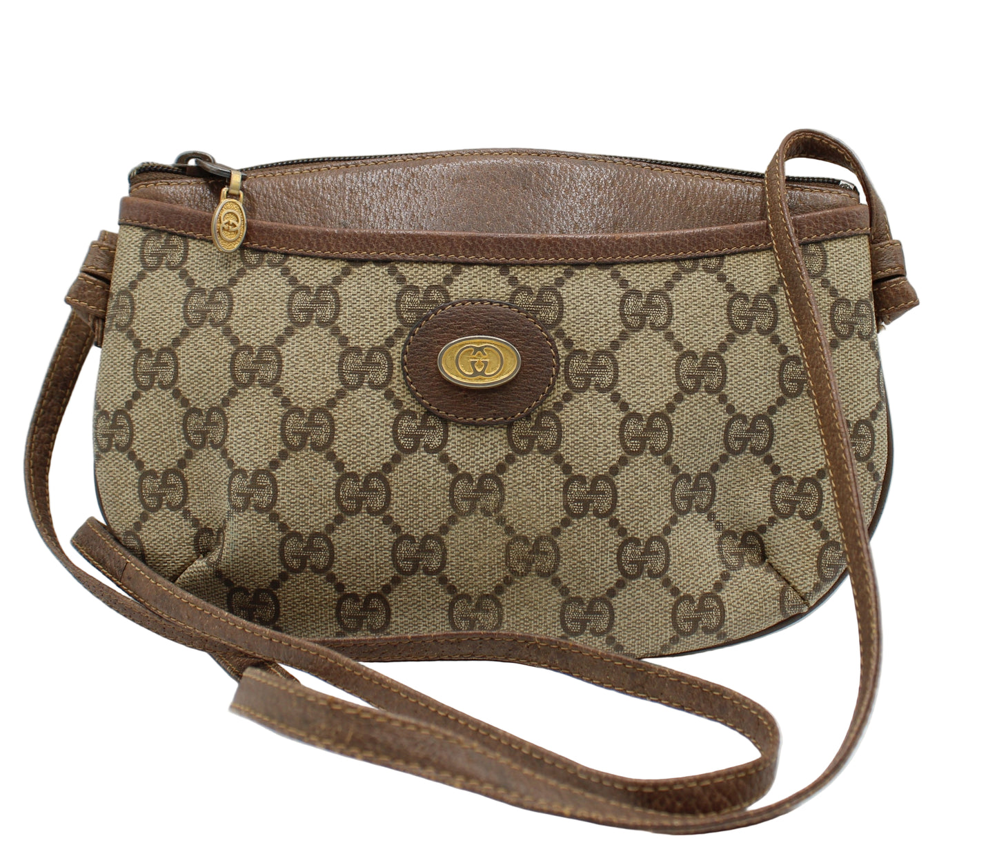 Gucci Brown GG Coated Canvas Leather Trim Mini Crossbody Bag