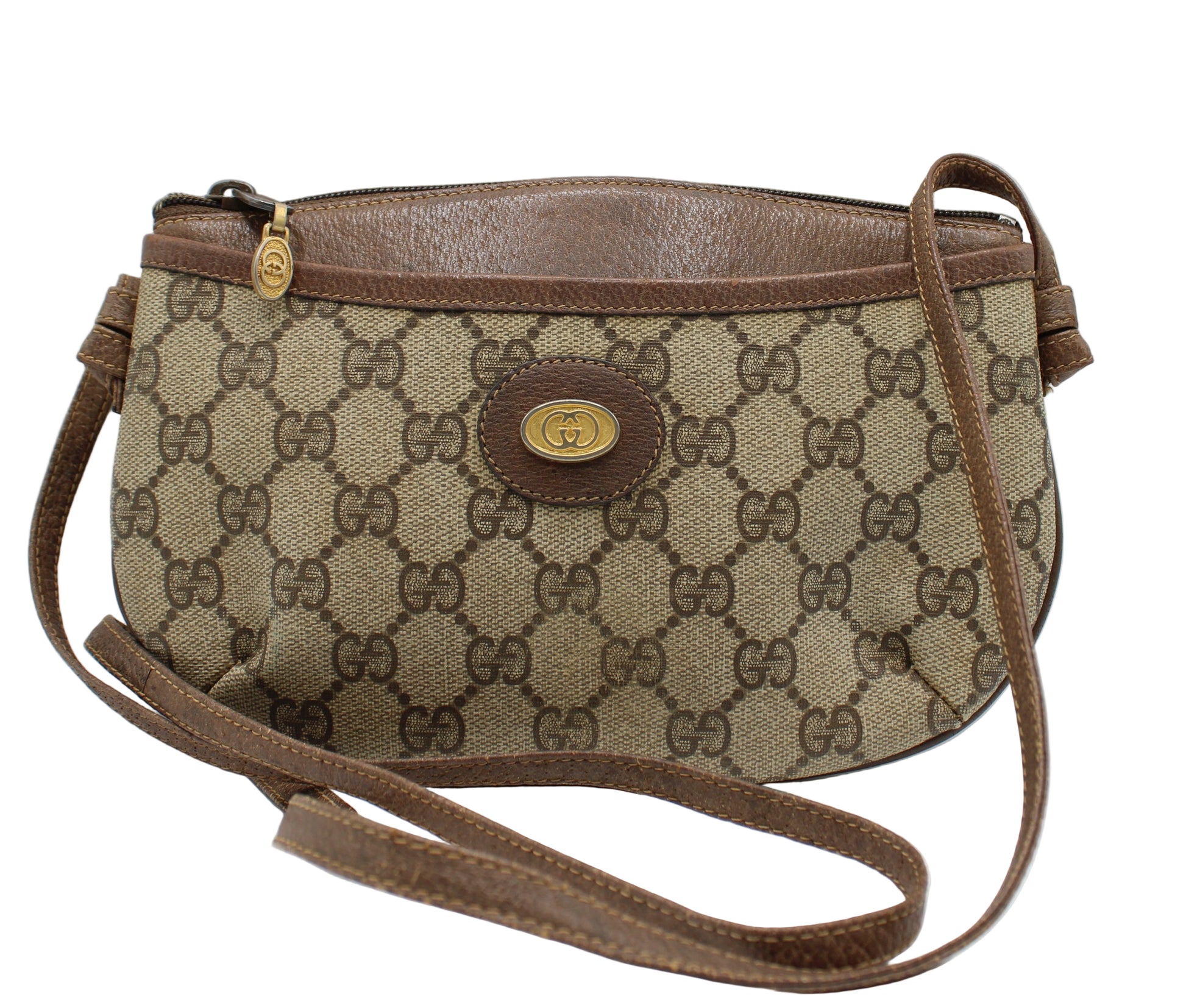 Gucci Brown GG Coated Canvas Leather Trim Mini Crossbody Bag