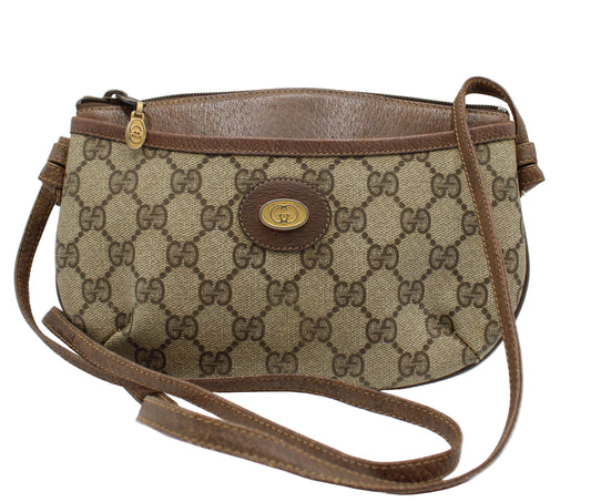 Gucci Brown GG Coated Canvas Leather Trim Mini Crossbody Bag
