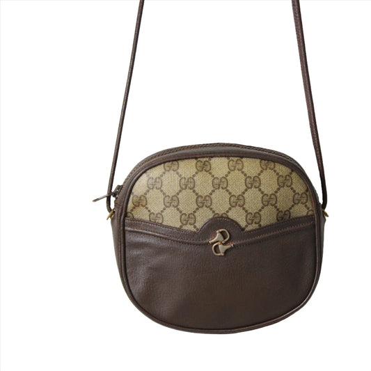 Gucci Horsebit 1955 Brown GG Monogram Canvas Crossbody Shoulder Bag