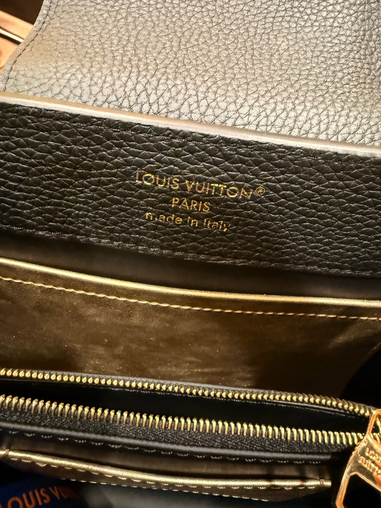 Louis Vuitton Black Taurillon Leather Capucines MM Chain On You Bag