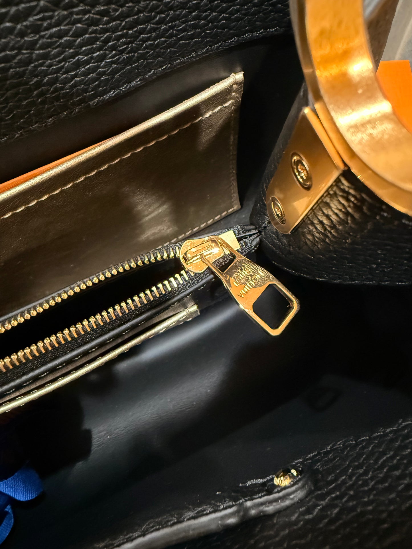 Louis Vuitton Black Taurillon Leather Capucines MM Chain On You Bag