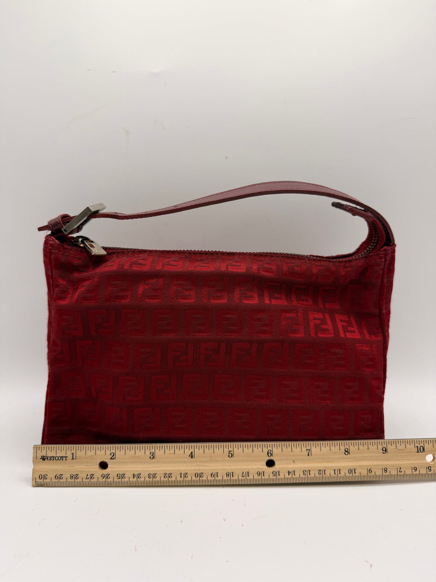 Fendi Red Zucca Canvas Pochette Shoulder Bag