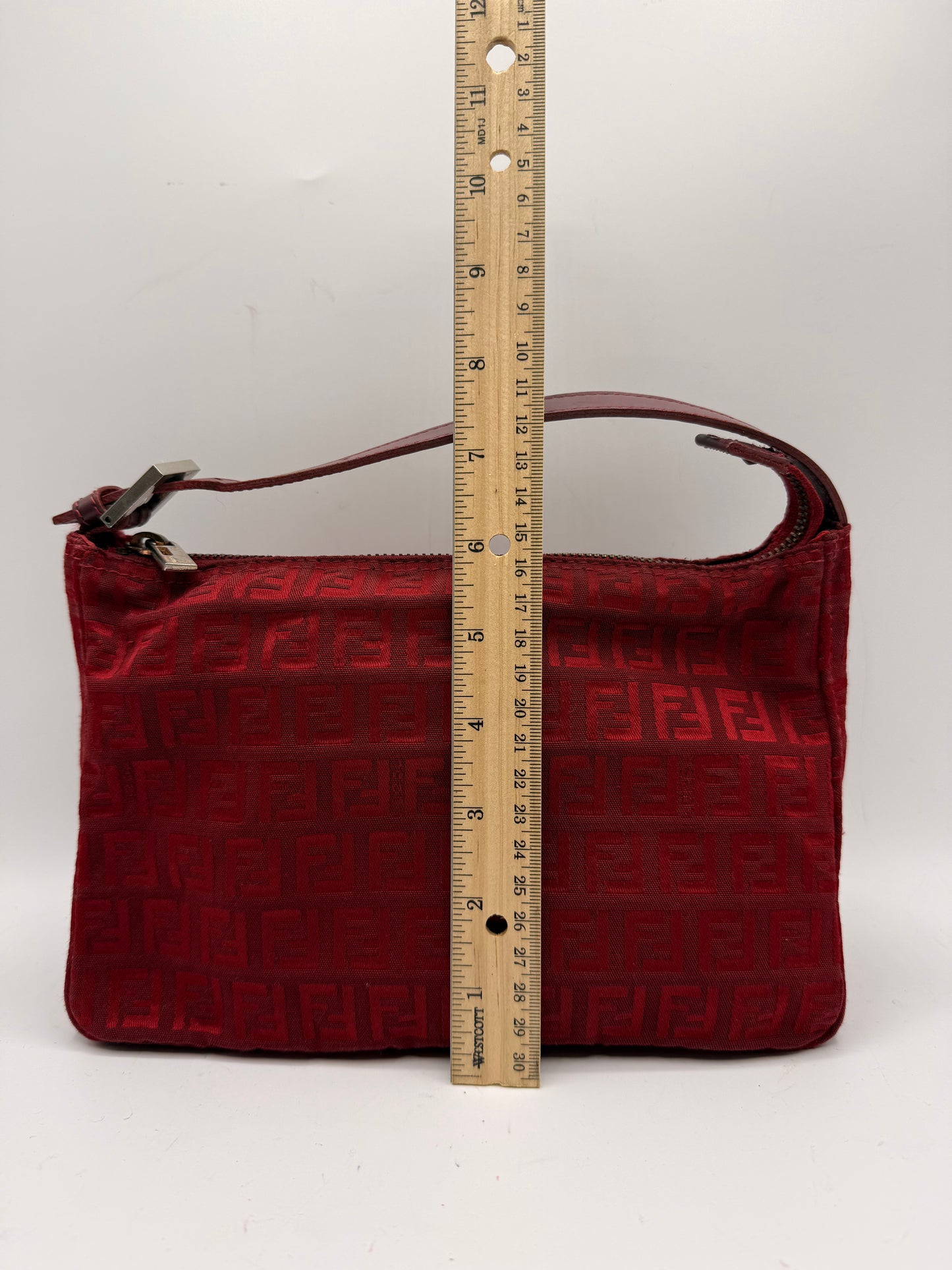 Fendi Red Zucca Canvas Pochette Shoulder Bag