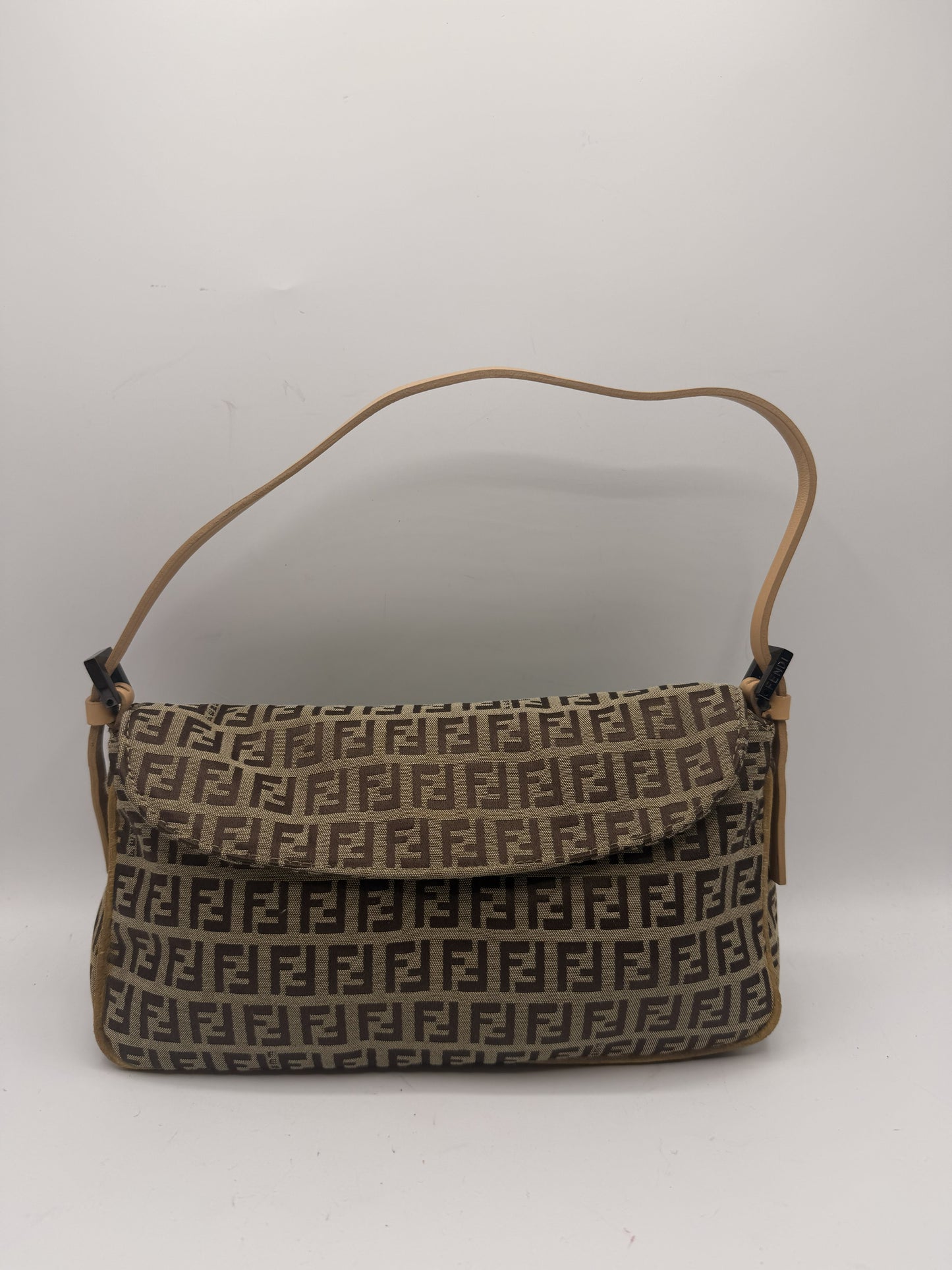Fendi Brown Zucca Zucchino Canvas Shoulder Bag