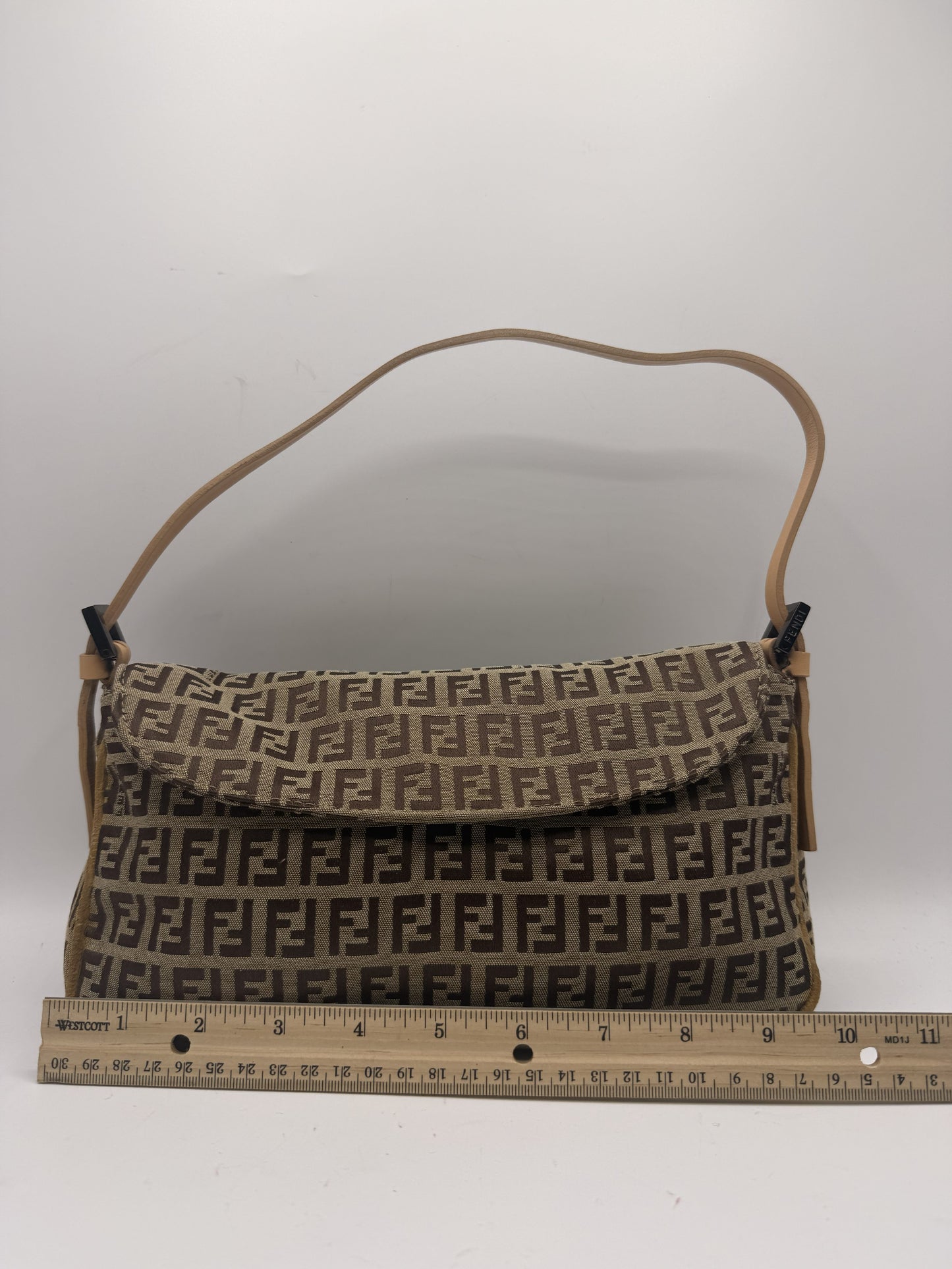 Fendi Brown Zucca Zucchino Canvas Shoulder Bag