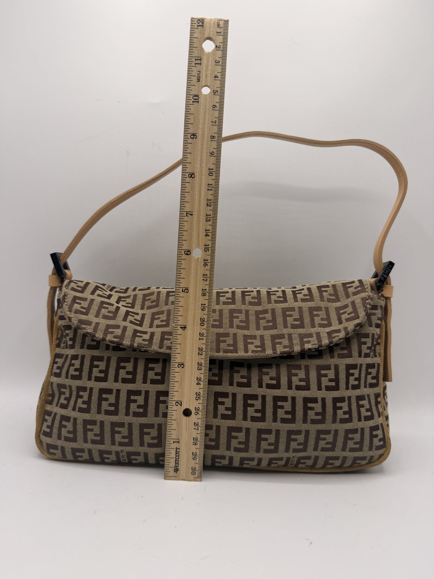 Fendi Brown Zucca Zucchino Canvas Shoulder Bag