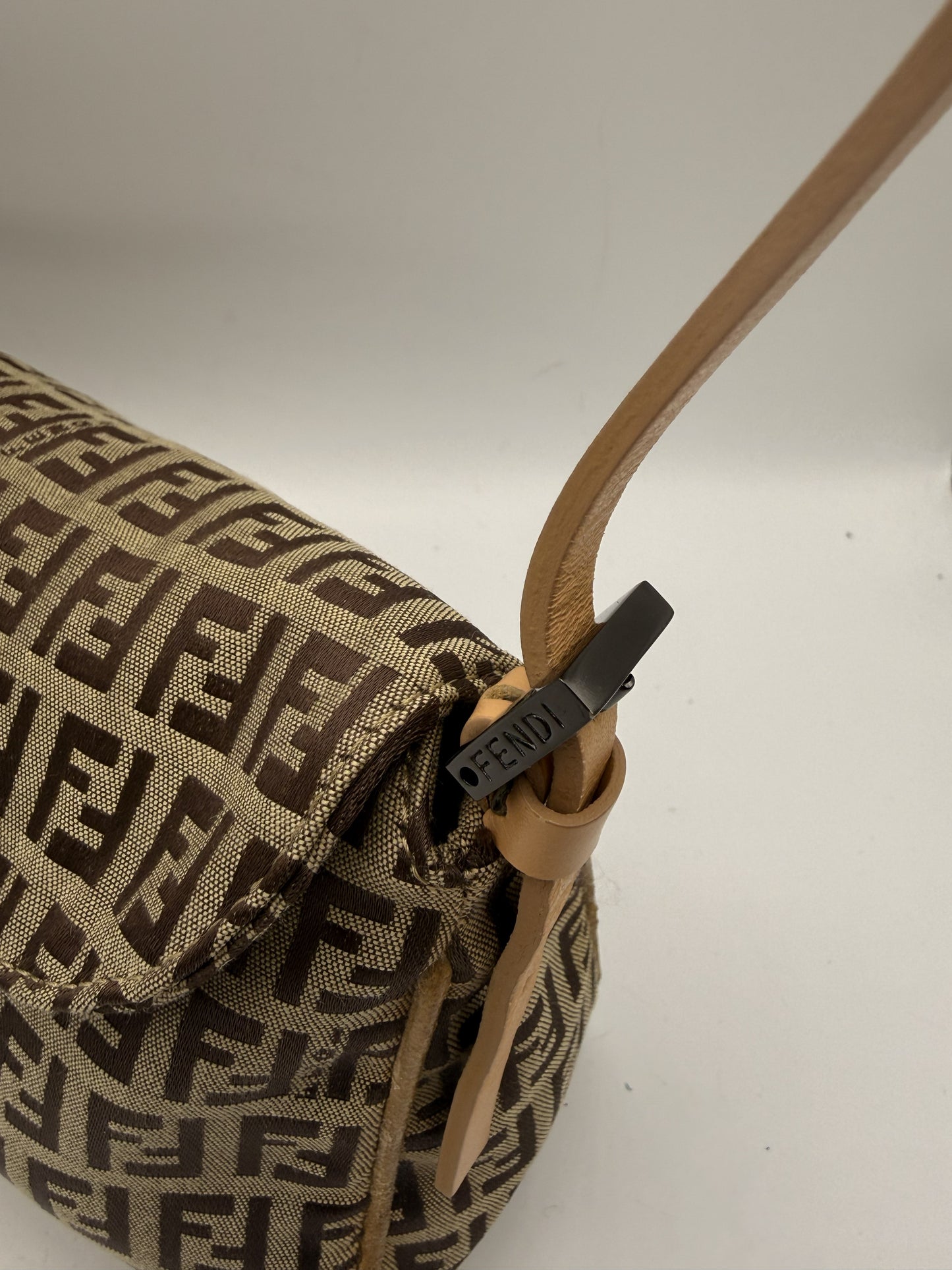 Fendi Brown Zucca Zucchino Canvas Shoulder Bag