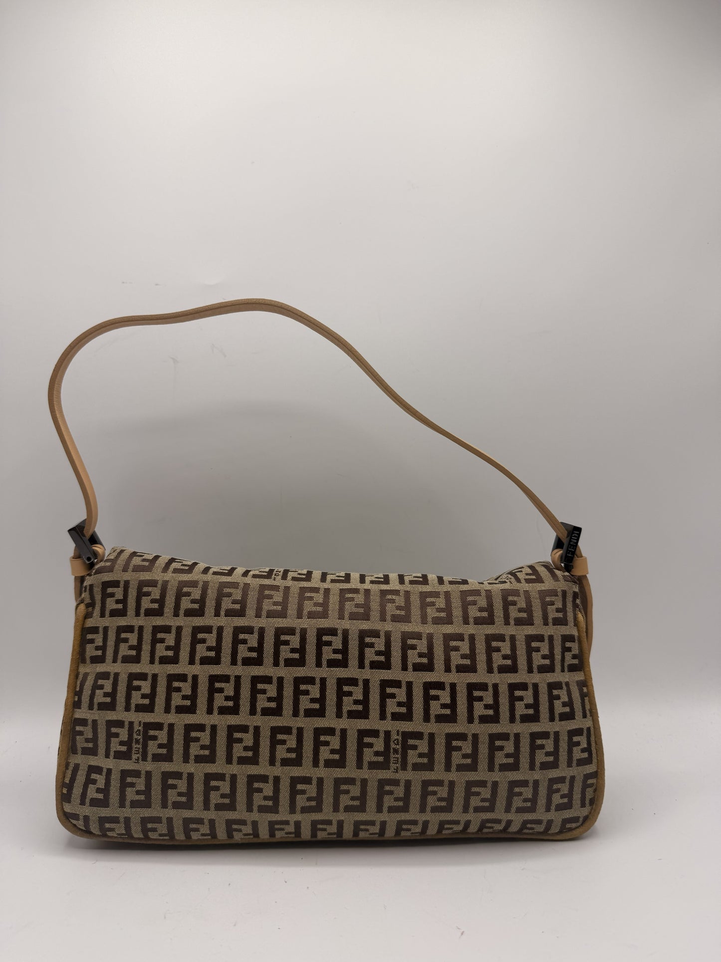 Fendi Brown Zucca Zucchino Canvas Shoulder Bag