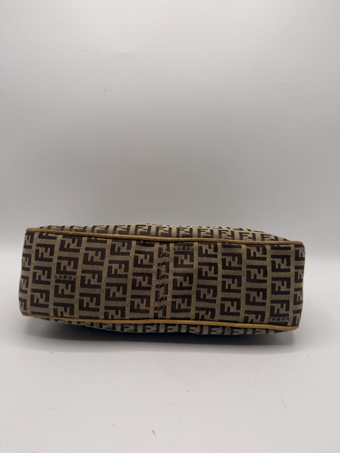 Fendi Brown Zucca Zucchino Canvas Shoulder Bag