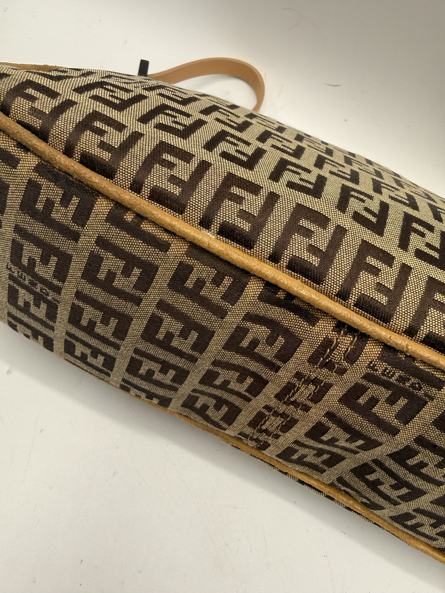 Fendi Brown Zucca Zucchino Canvas Shoulder Bag