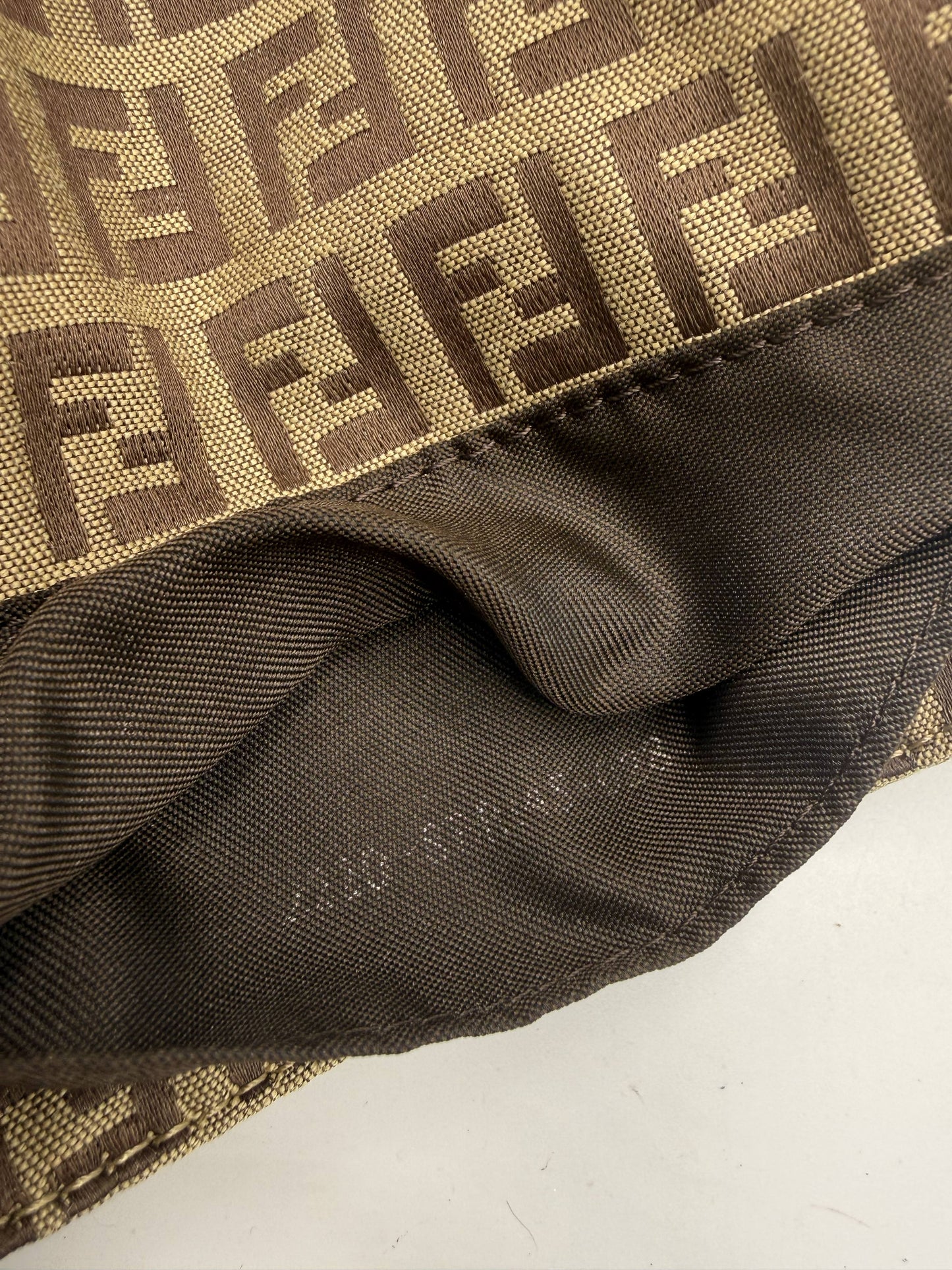 Fendi Brown Zucca Zucchino Canvas Shoulder Bag