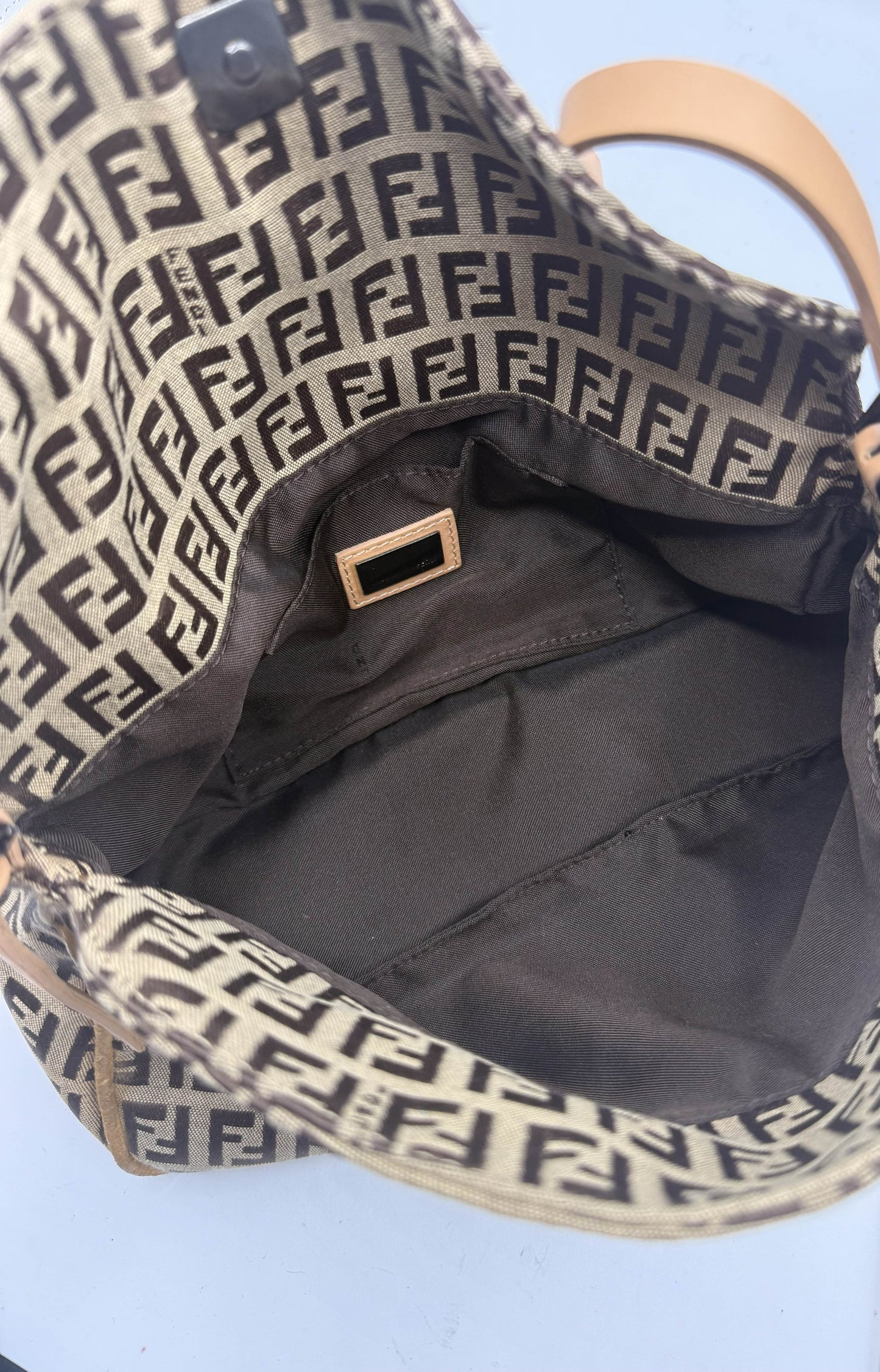 Fendi Brown Zucca Zucchino Canvas Shoulder Bag