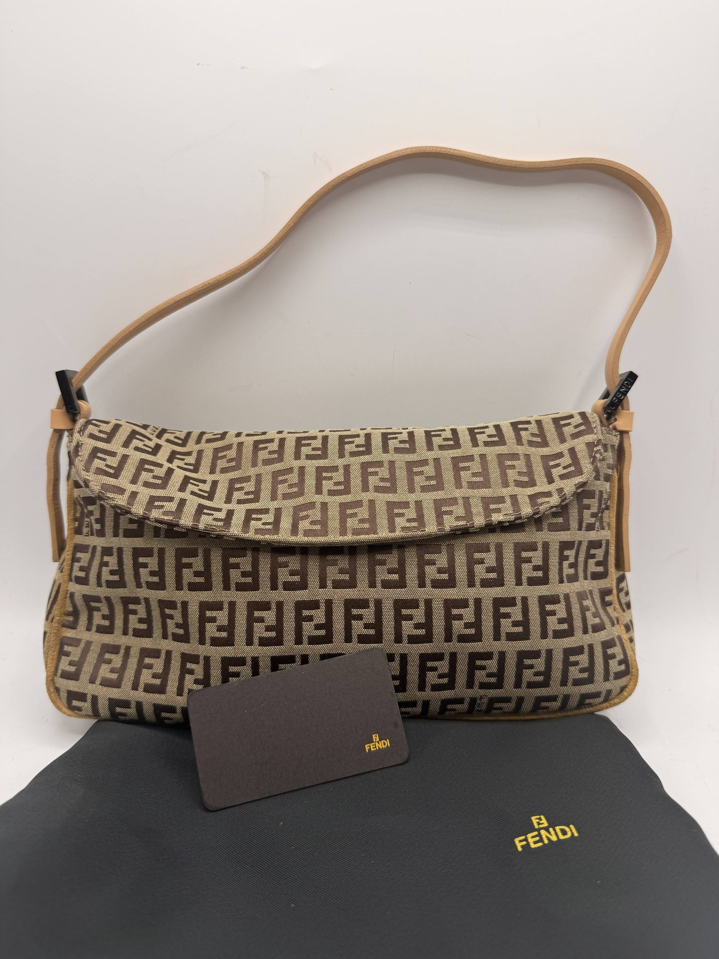 Fendi Brown Zucca Zucchino Canvas Shoulder Bag