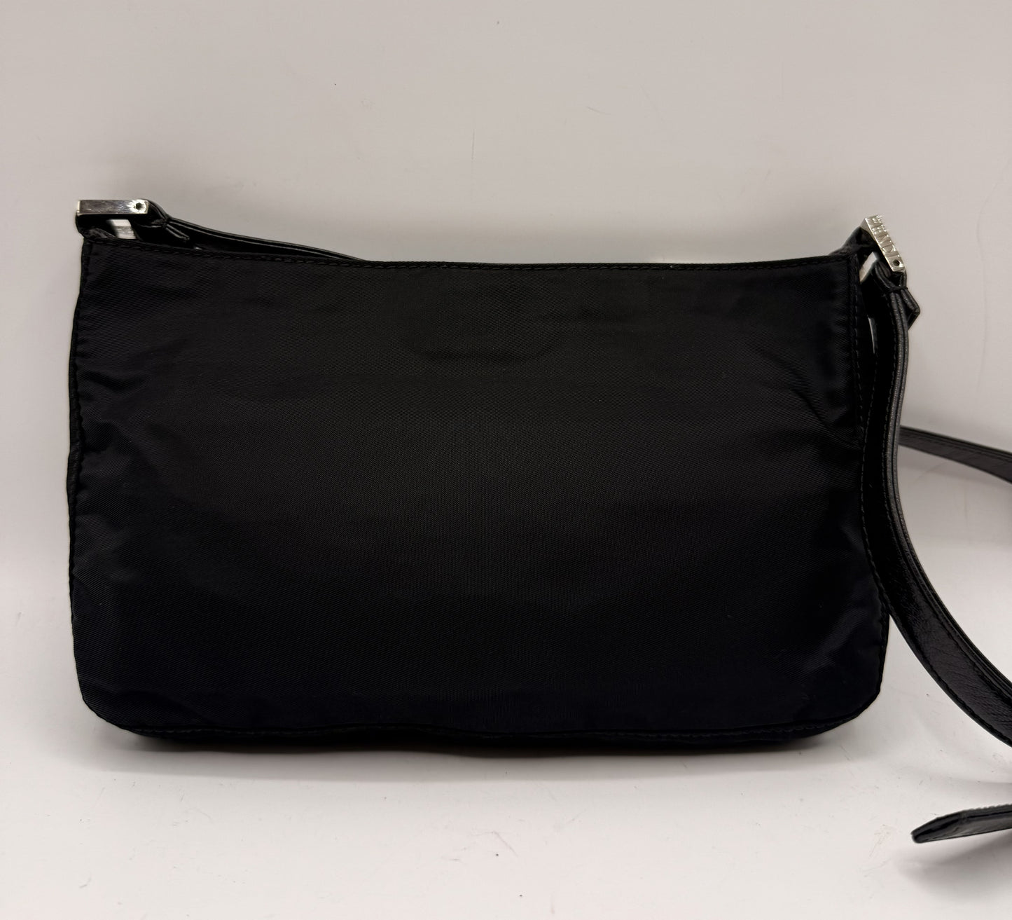 Fendi Black Nylon Leather FF Logo Shoulder Bag