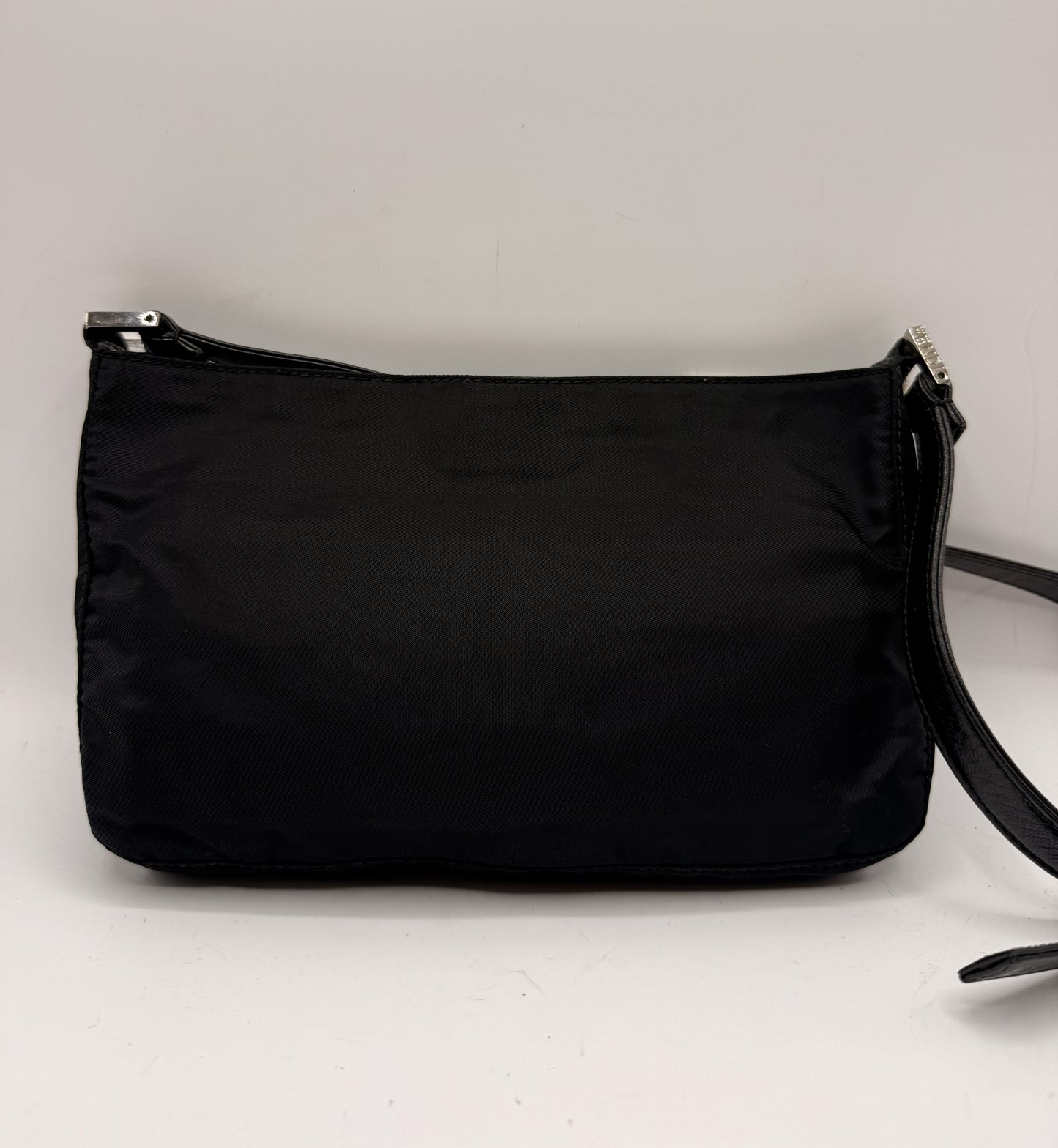 Fendi Black Nylon Leather FF Logo Shoulder Bag