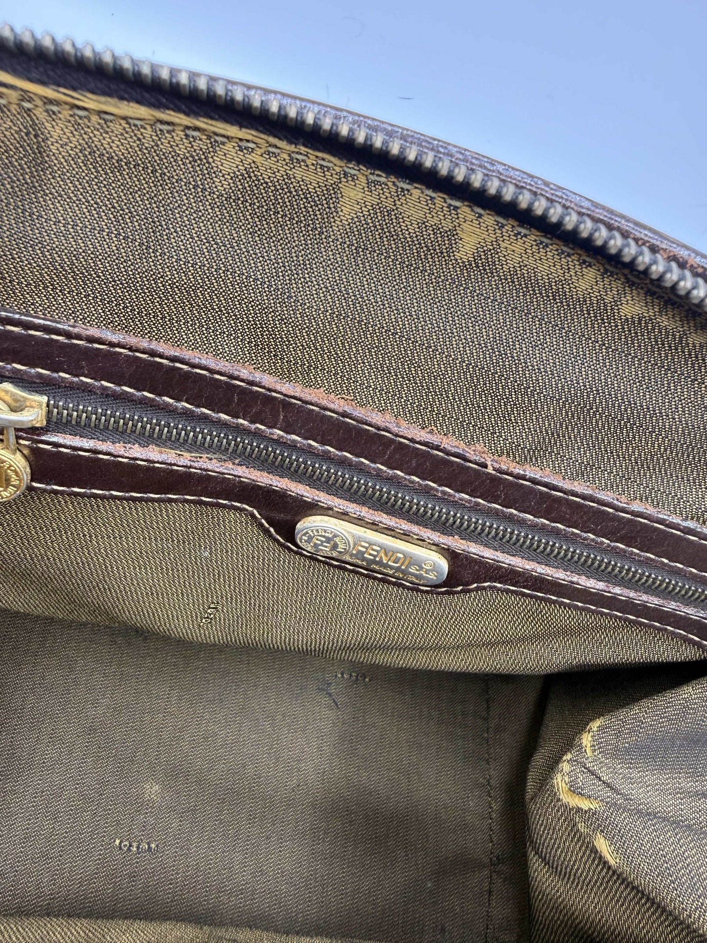 Fendi Brown Zucca Canvas Leather Tote Bag