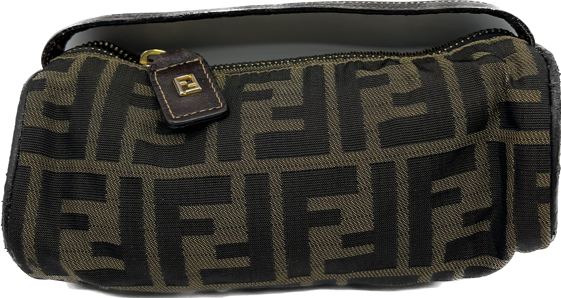 Fendi Bag Zucca Brown Canvas Cylinder Mini Vintage
