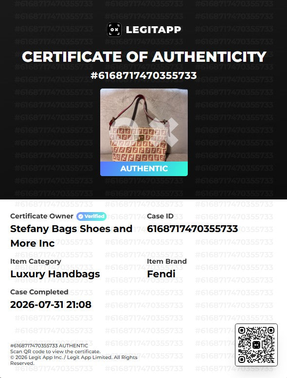 Fendi Tan Red Zucca Canvas Leather Shoulder Bag