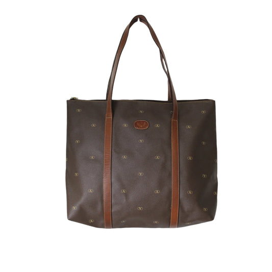 Valentino Garavani Brown Monogram Large Leather Tote Bag