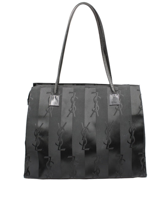 Yves Saint Laurent Black Canvas Logo Tote Bag