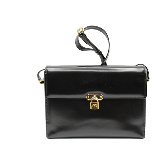 Valentino Garavani Vsling Black Leather Crossbody Bag Lock Charm